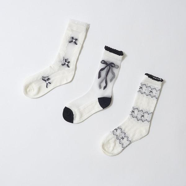 黑白色系透膚高筒襪