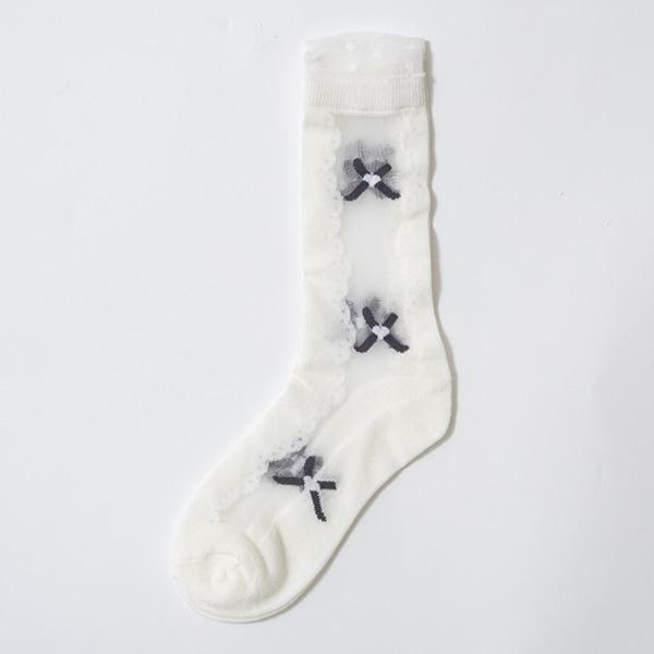 黑白色系透膚高筒襪