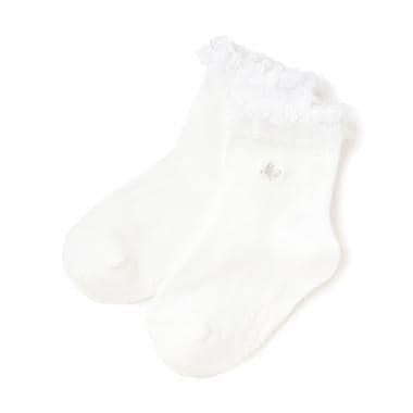 荷葉邊標誌刺繡襪