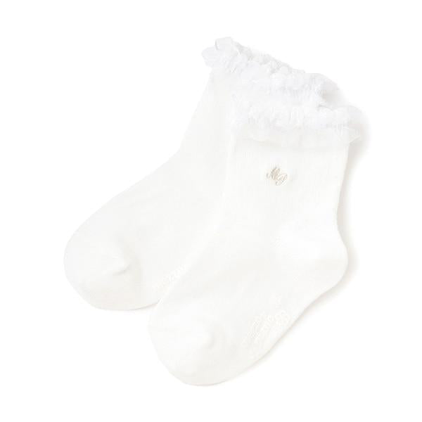 荷葉邊標誌刺繡襪