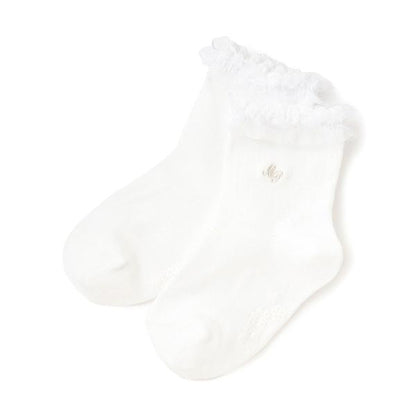 荷葉邊標誌刺繡襪