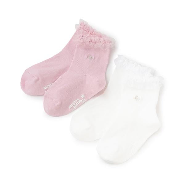 荷葉邊標誌刺繡襪