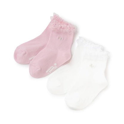 荷葉邊標誌刺繡襪