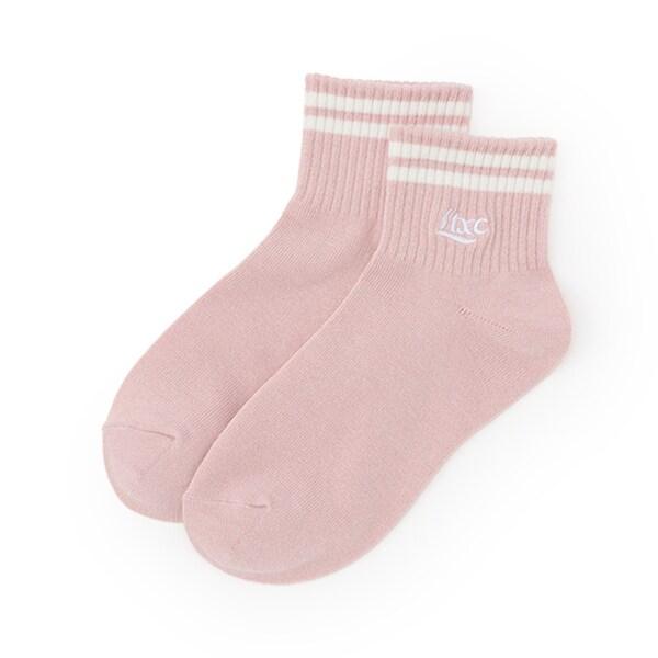 【抗菌防臭】線條刺繡標誌踝襪