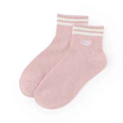 【抗菌防臭】線條刺繡標誌踝襪