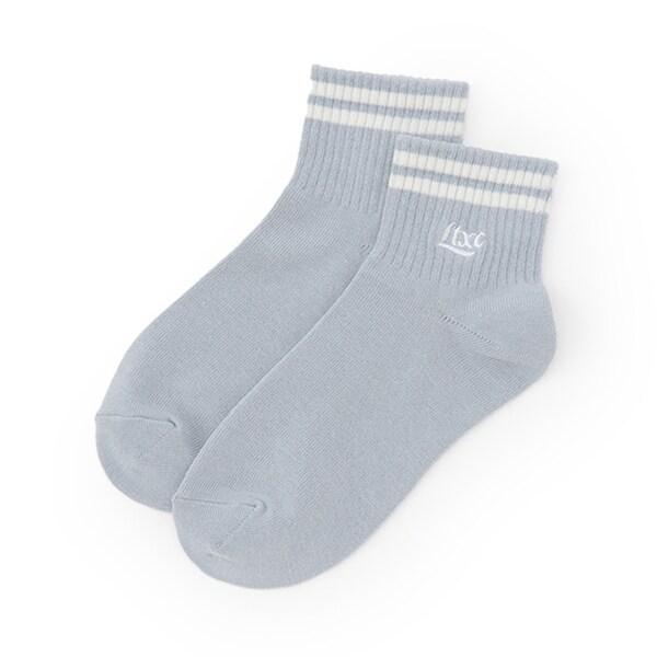 【抗菌防臭】線條刺繡標誌踝襪