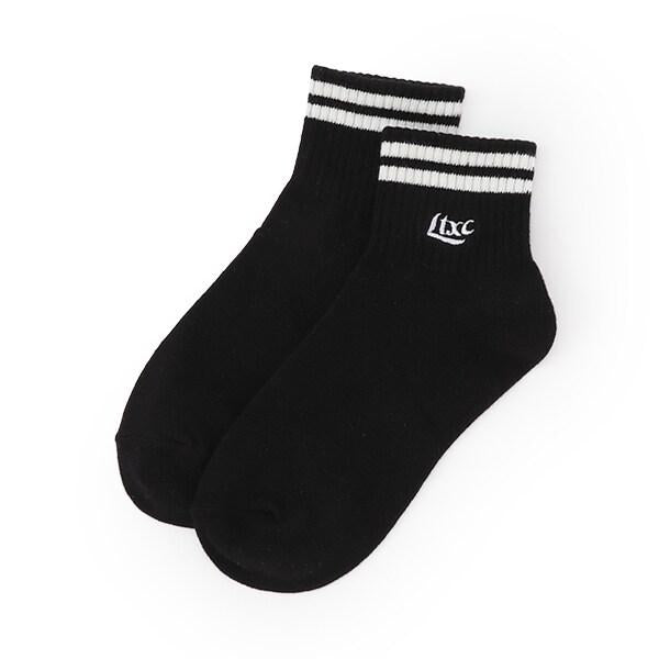 【抗菌防臭】線條刺繡標誌踝襪