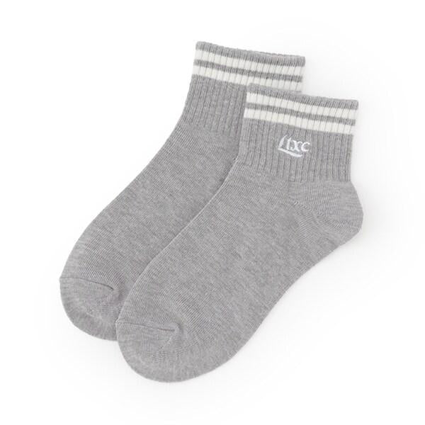 【抗菌防臭】線條刺繡標誌踝襪