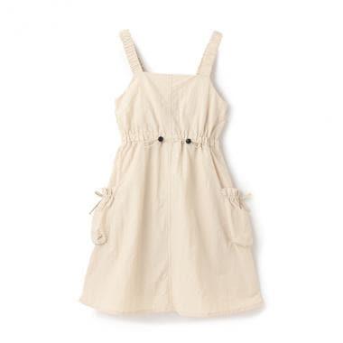 褶皺工裝口袋揹帶裙