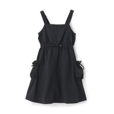 褶皺工裝口袋揹帶裙