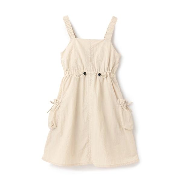 褶皺工裝口袋揹帶裙