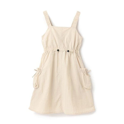 褶皺工裝口袋揹帶裙