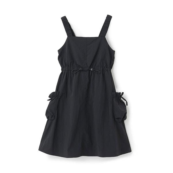 褶皺工裝口袋揹帶裙