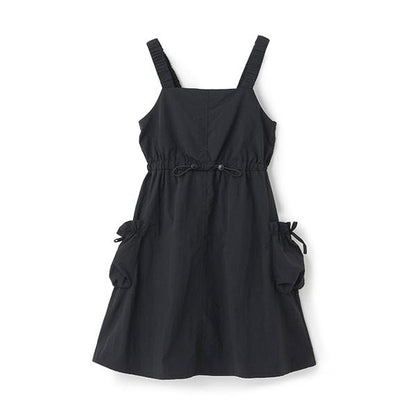 褶皺工裝口袋揹帶裙