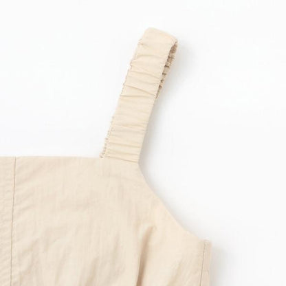 褶皺工裝口袋揹帶裙