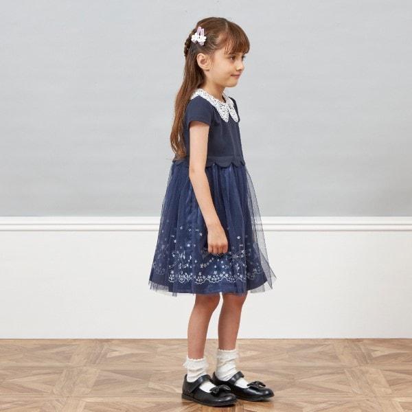 mimi&蝴蝶結刺繡短袖連衣裙（90～130）