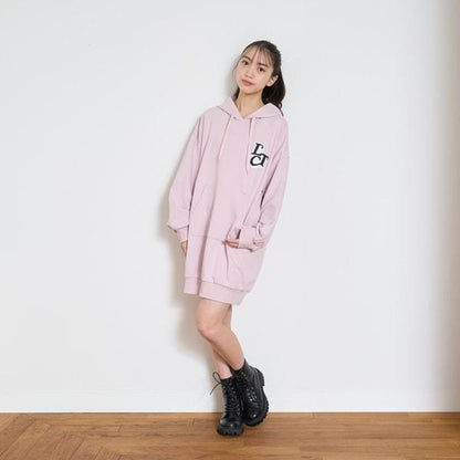 【GOODPRICE】毛圈繡連帽衛衣裙