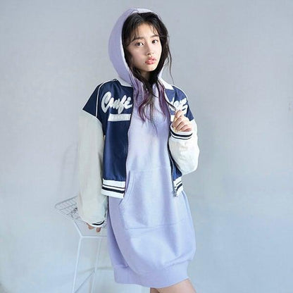 【GOODPRICE】毛圈繡連帽衛衣裙