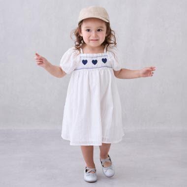 愛心煙燻褶連衣裙