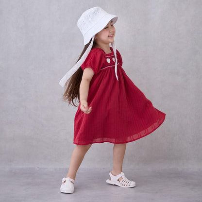 愛心煙燻褶連衣裙