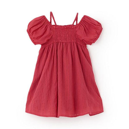 愛心煙燻褶連衣裙