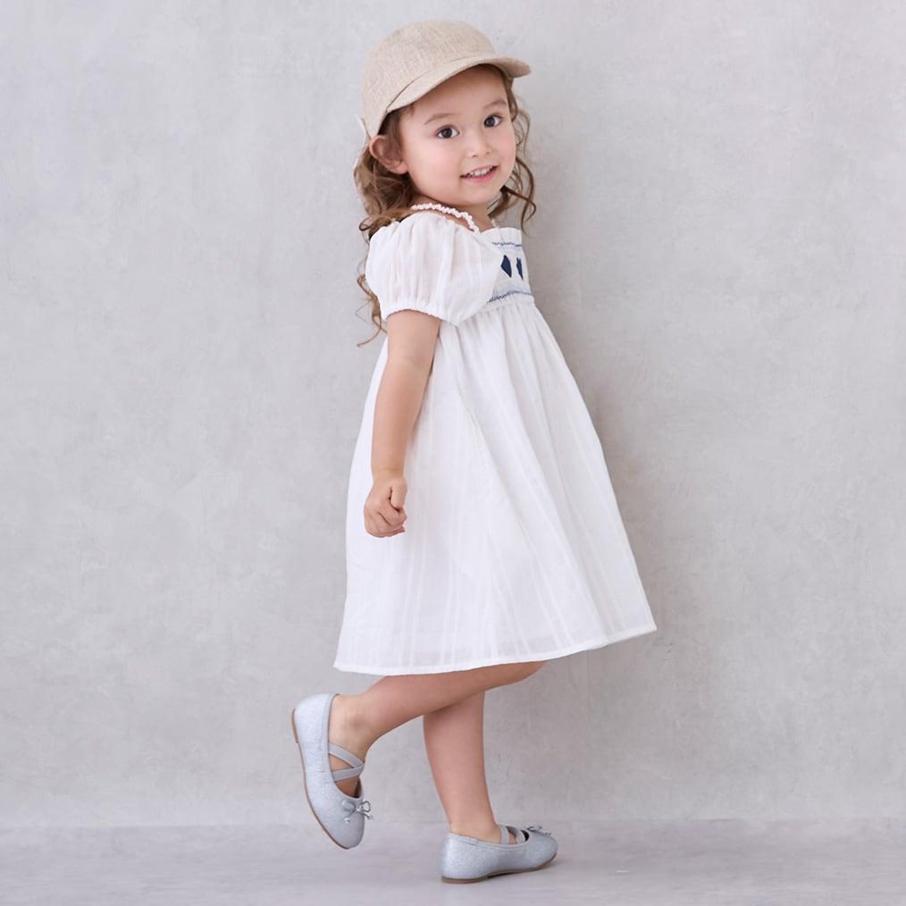 愛心煙燻褶連衣裙