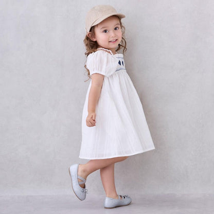 愛心煙燻褶連衣裙