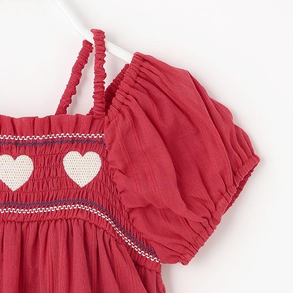 愛心煙燻褶連衣裙