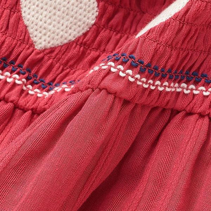 愛心煙燻褶連衣裙