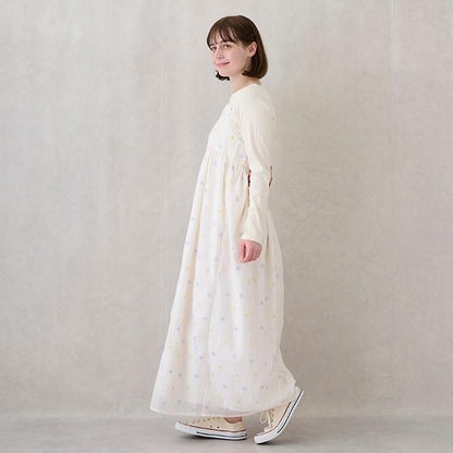 花卉刺繡連衣裙