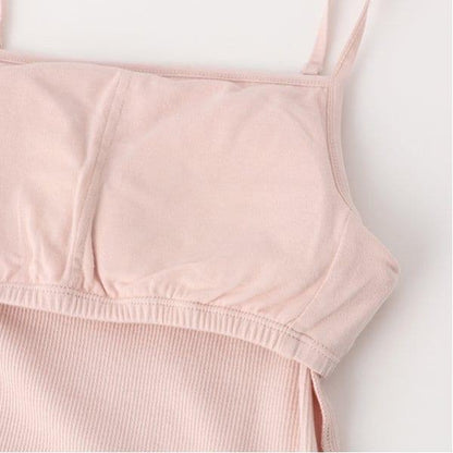 【基礎款】【100%純棉】帶胸墊羅紋吊帶背心