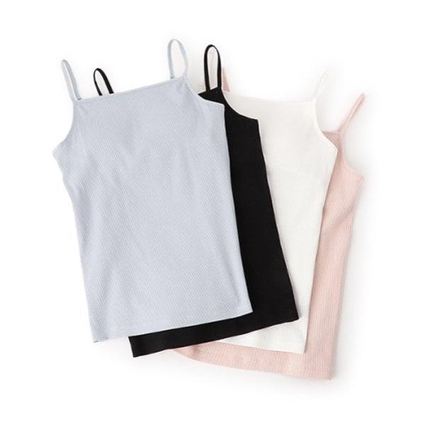 【基礎款】【100%純棉】帶胸墊羅紋吊帶背心