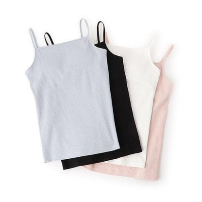 【基礎款】【100%純棉】帶胸墊羅紋吊帶背心