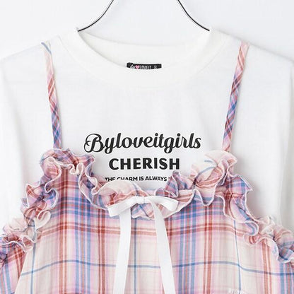 層疊吊帶連衣裙T恤套裝