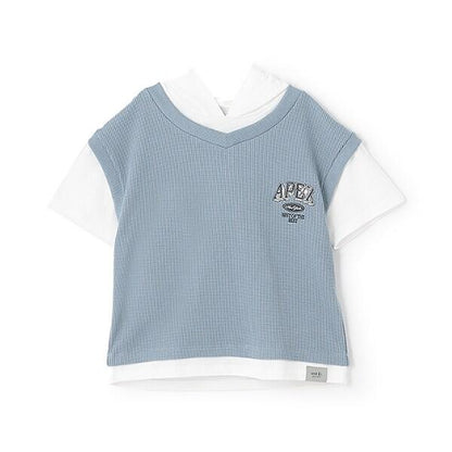 背心疊穿短袖連帽衛衣