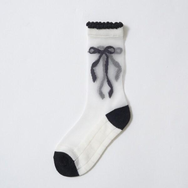 黑白色系透膚高筒襪