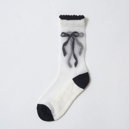 黑白色系透膚高筒襪