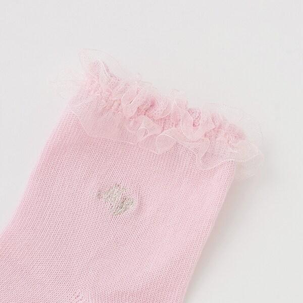 荷葉邊標誌刺繡襪