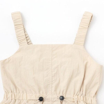 褶皺工裝口袋揹帶裙