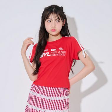 【Cuugal掲載】袖部蝴蝶結條紋T恤