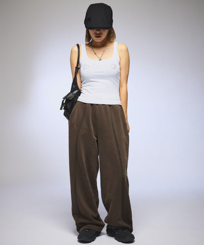 【OddStudio】ピグメントバックダメージロゴスウェットパンツ