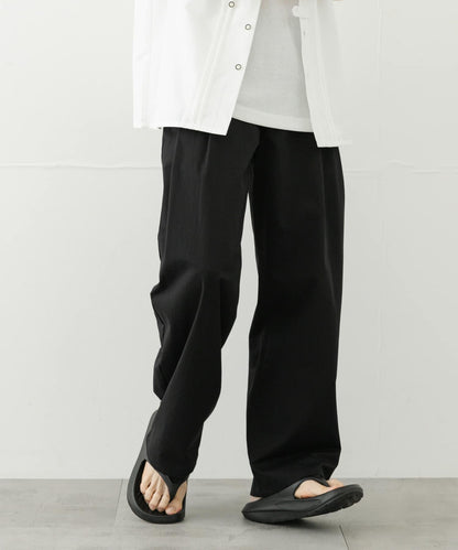 2褶寬鬆斜紋棉布長褲