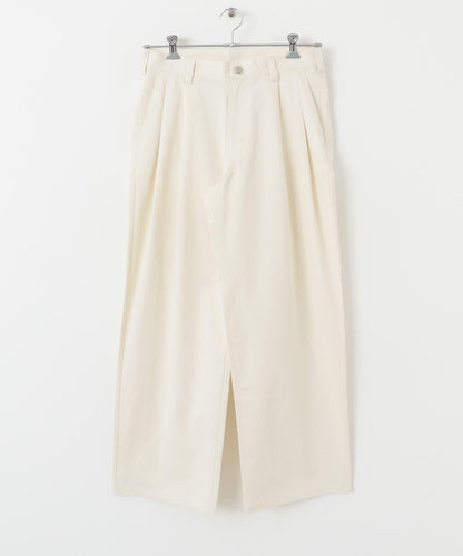 2褶寬鬆斜紋棉布長褲