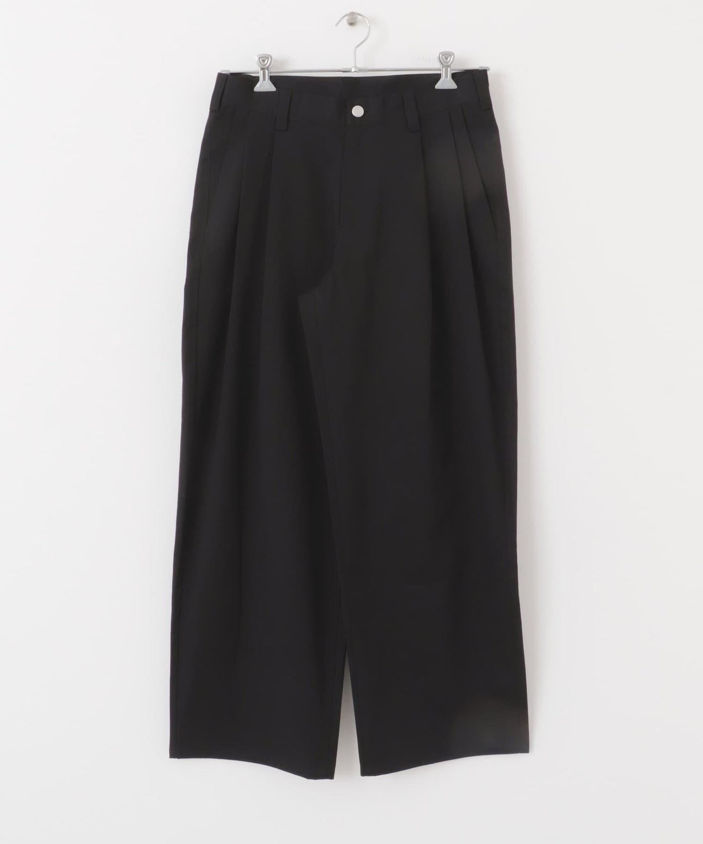 2褶寬鬆斜紋棉布長褲