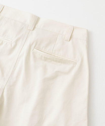 2褶寬鬆斜紋棉布長褲