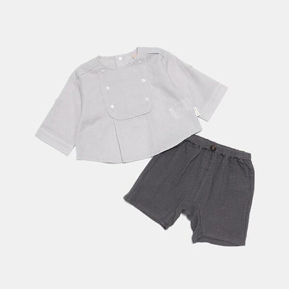 方領襯衫+長褲套裝