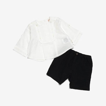 方領襯衫+長褲套裝