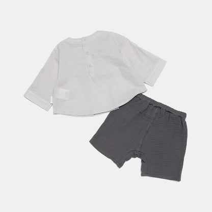 方領襯衫+長褲套裝