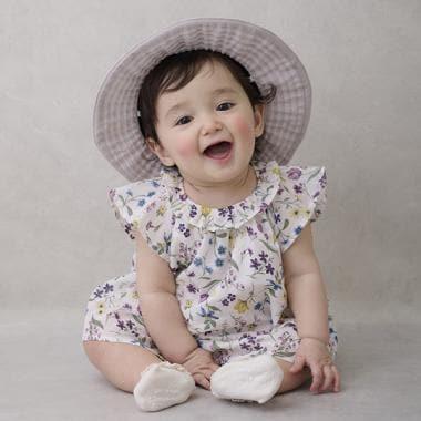 【リンク】亮片條紋/花卉圖案套裝（嬰兒）