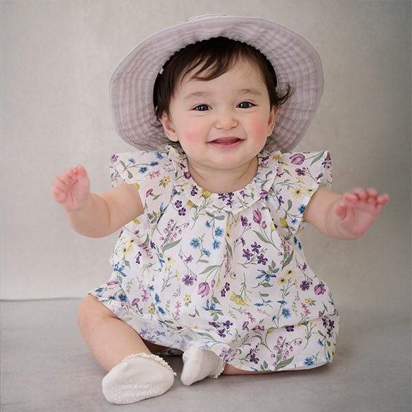 【リンク】亮片條紋/花卉圖案套裝（嬰兒）